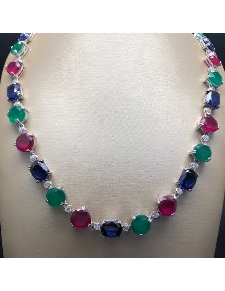 Collar multicolor plata