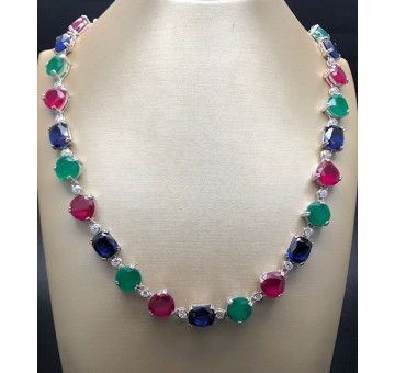Collar multicolor plata 2