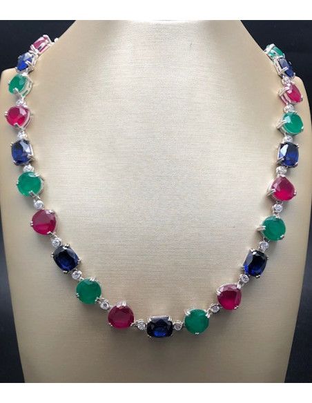 Collar multicolor plata