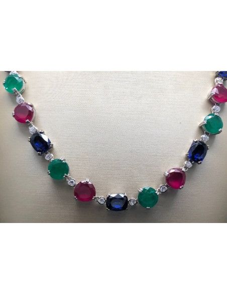 Collar multicolor plata