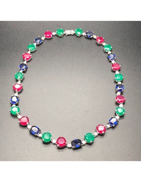 Collar multicolor plata