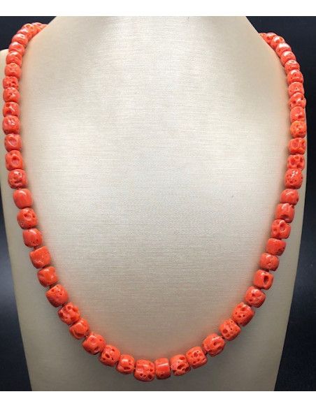 Collar coral bambú plata