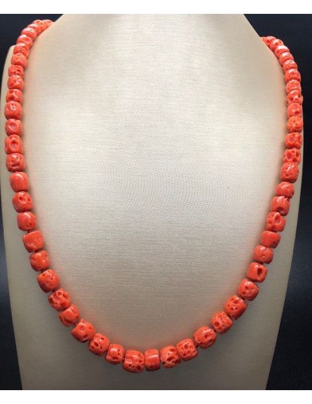 Collar coral bambú plata
