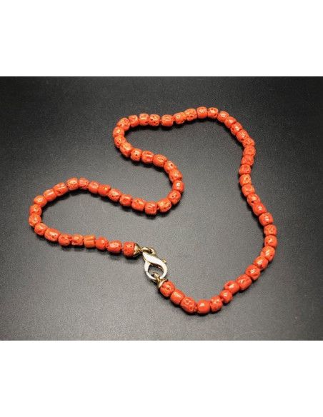 Collar coral bambú plata