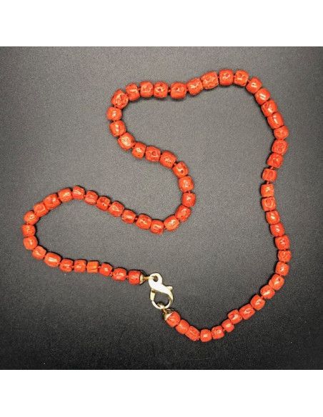 Collar coral bambú plata