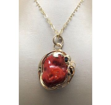 Collar coral plata 2