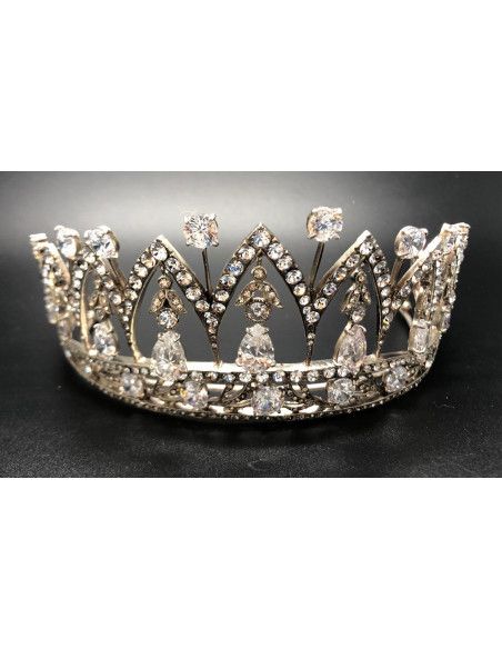 Tiara plata lágrimas cristal