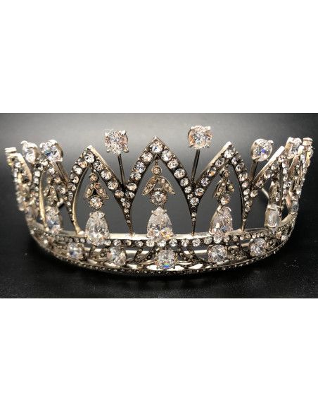 Tiara plata lágrimas cristal