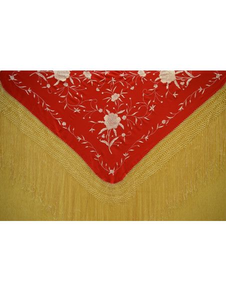 Mantón bordado a mano en seda 115 cm