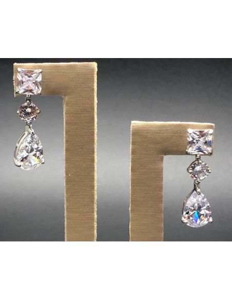 Pendiente plata cristal