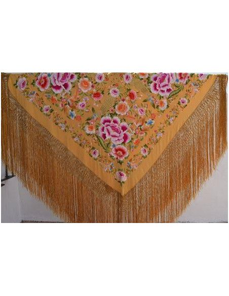 Mantón bordado a mano en seda 140cm