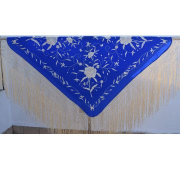 Mantón bordado a mano en seda 115 cm 2