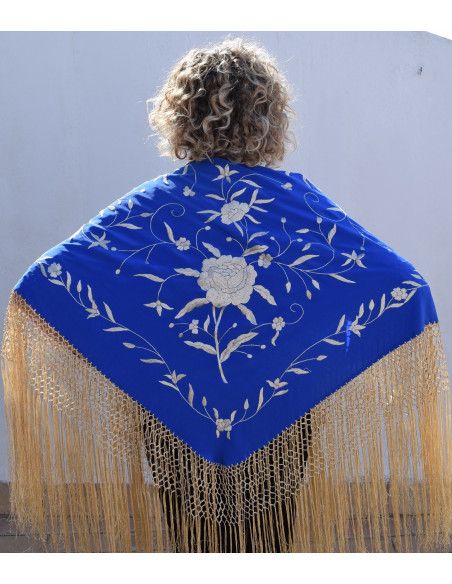 Mantón bordado a mano en seda 115 cm