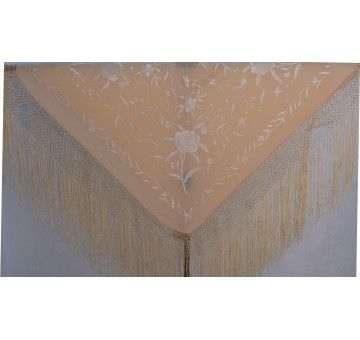 Mantón bordado a mano en seda 115 cm 2