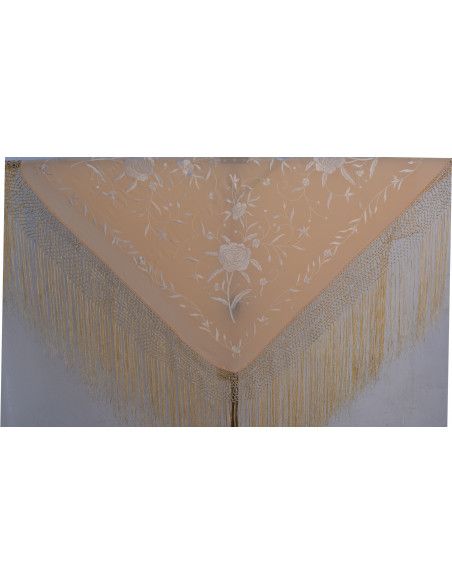 Mantón bordado a mano en seda 115 cm
