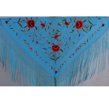 Mantón bordado a mano en seda 115 cm 2