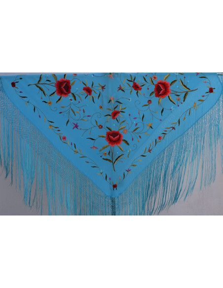Mantón bordado a mano en seda 115 cm