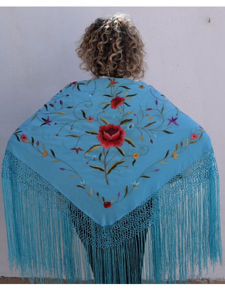 Mantón bordado a mano en seda 115 cm