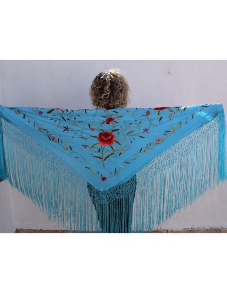 Mantón bordado a mano en seda 115 cm