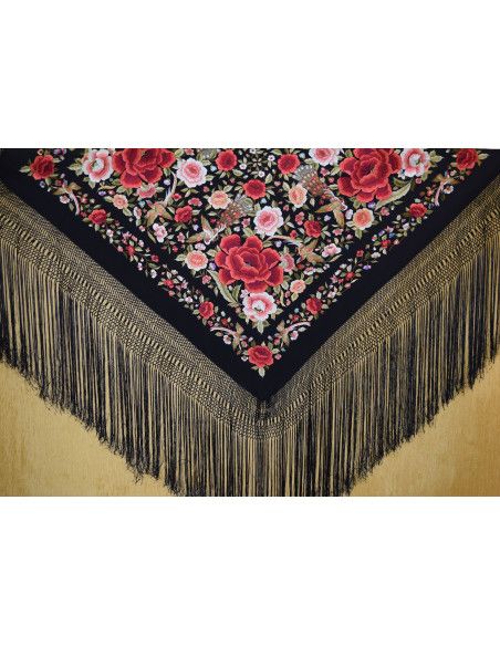 Mantón bordado a mano en seda 140cm