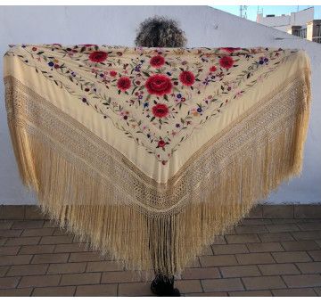 Mantón mano seda 140cm 2