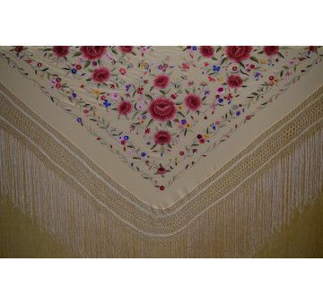 Mantón mano seda 140cm 2