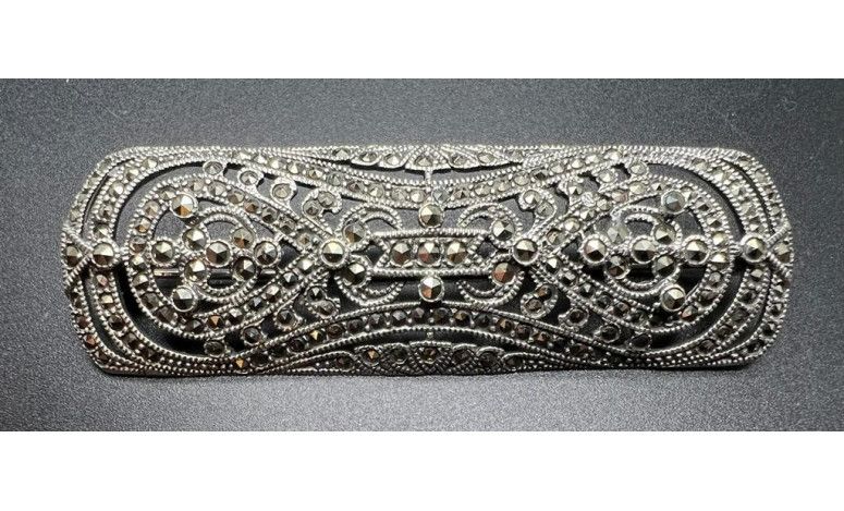 Broche plata y marcasitas