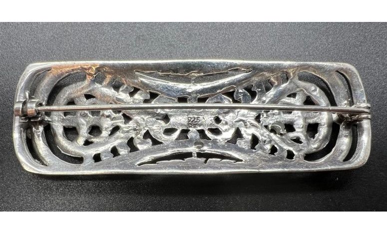 Broche plata y marcasitas