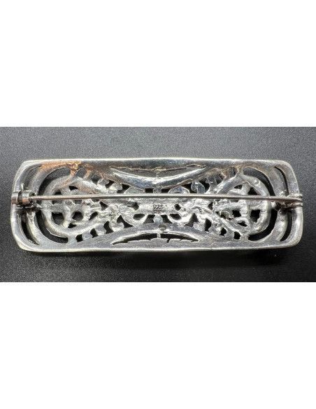 Broche plata y marcasitas