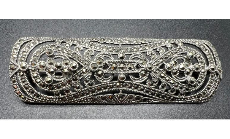 Broche plata y marcasitas