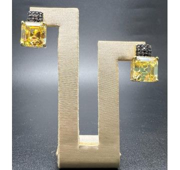 Pendiente topacio micro pave negro plata