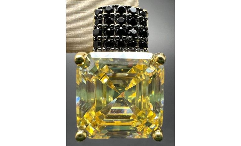 Pendiente topacio micro pave negro plata