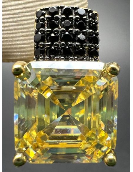 Pendiente topacio micro pave negro plata