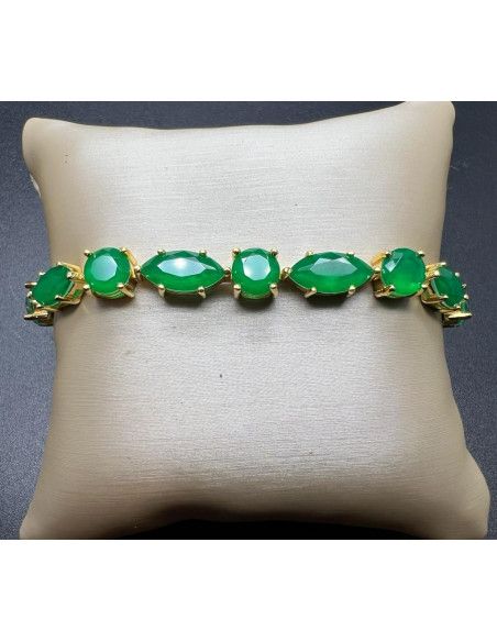 Pulsera esmeralda plata