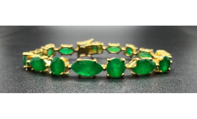 Pulsera esmeralda plata