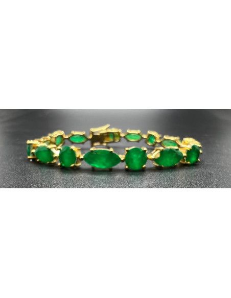 Pulsera esmeralda plata