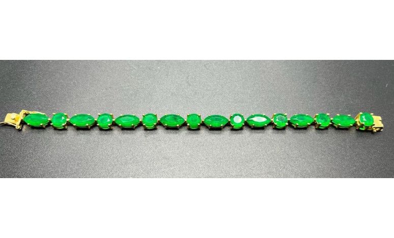 Pulsera esmeralda plata