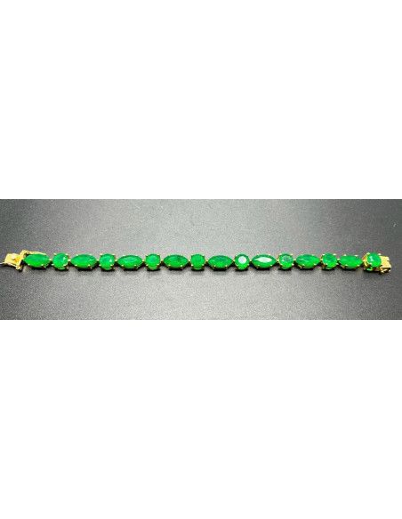 Pulsera esmeralda plata