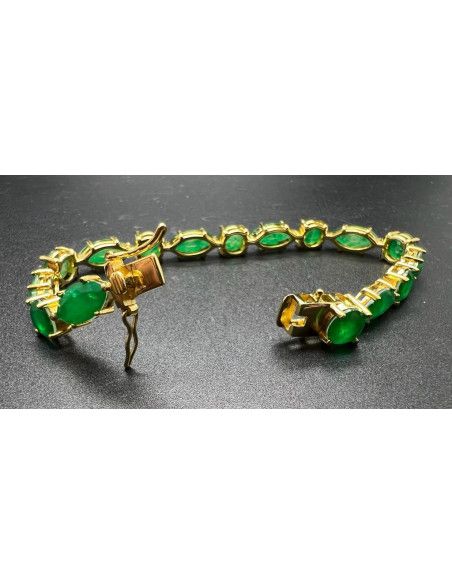 Pulsera esmeralda plata