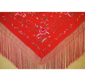 Mantón bordado a mano en seda 115 cm 2