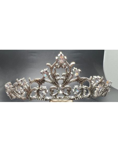 Tiara rodio cristales y circonitas