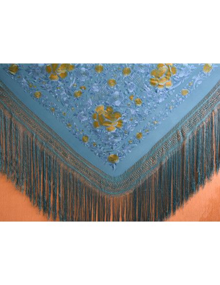Mantón bordado a mano en seda 140cm