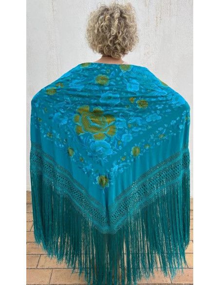 Mantón bordado a mano en seda 140cm