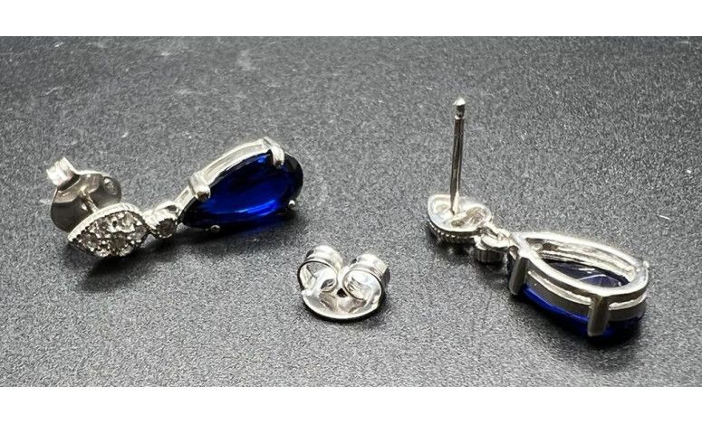 Pendiente zafiro plata