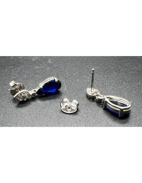 Pendiente zafiro plata