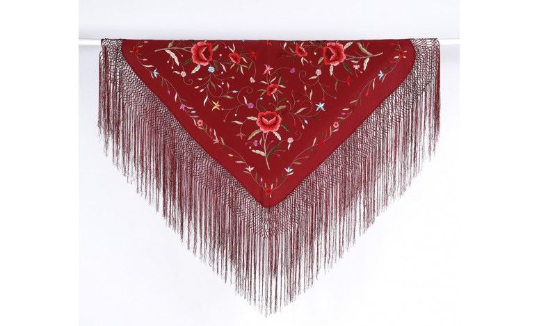 Mantón bordado a mano en seda 115 cm