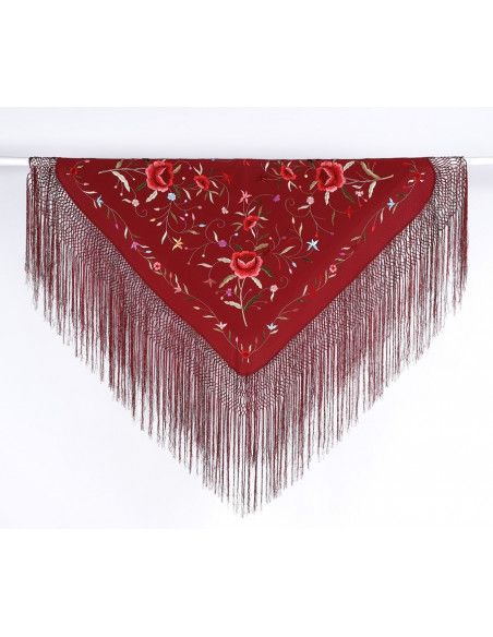 Mantón bordado a mano en seda 115 cm