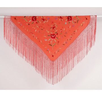 Mantón bordado a mano en seda 115 cm 2