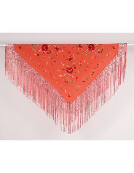 Mantón bordado a mano en seda 115 cm