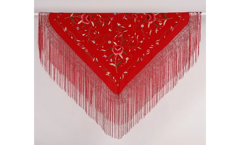 Mantón bordado a mano en seda 115 cm